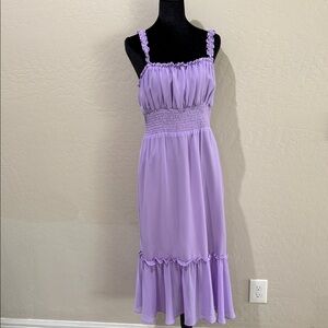 Lovers + Friends Lilac Smocked Midi Dress